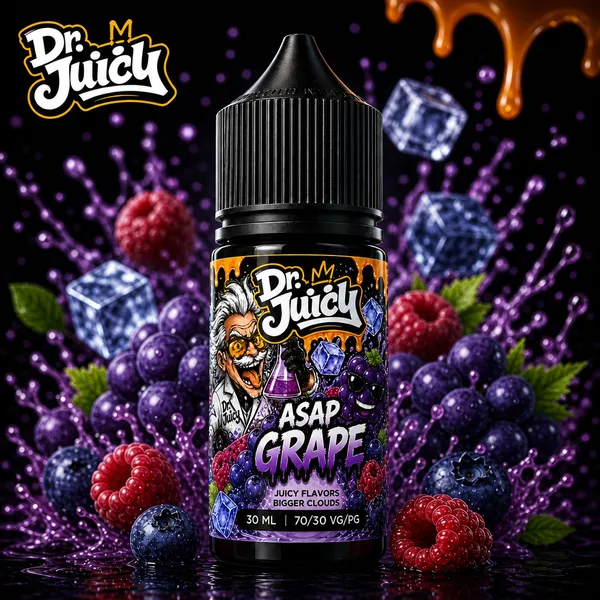 DR. Juicy Asap Grape Free Base E-Likit 30ml - Buzlu üzüm aromalı premium elektronik sigara likiti
