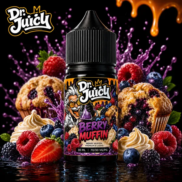 DR. Juicy Berry Muffin Free Base E-Likit 30ml - Meyveli muffin aromalı premium elektronik sigara likiti