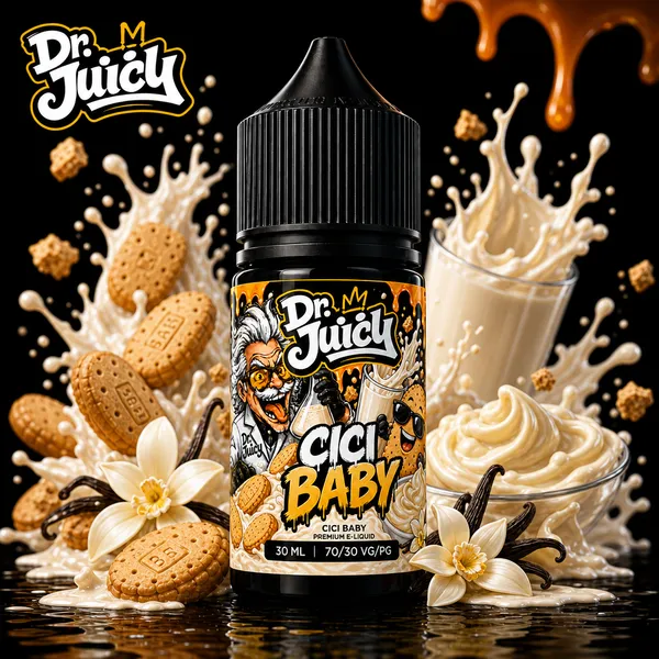 DR. Juicy Cici Baby Free Base E-Likit 30ml - Vanilya bisküvi aromalı premium elektronik sigara likiti