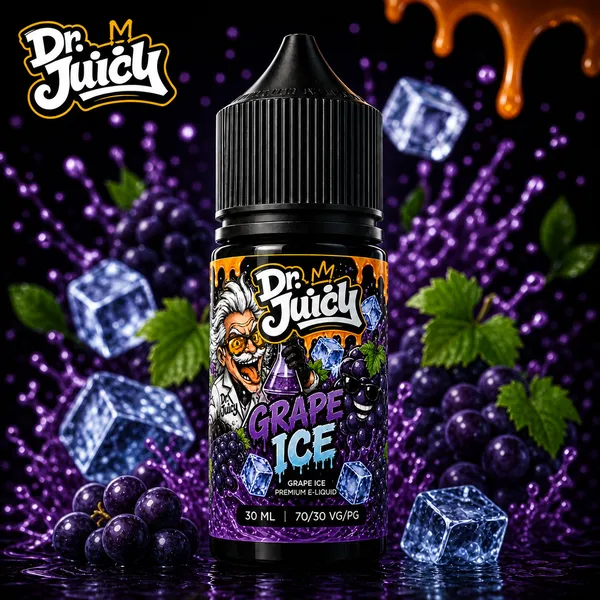DR. Juicy Grape Ice Salt E-Likit 30ml - Buzlu üzüm aromalı premium salt nikotin likiti