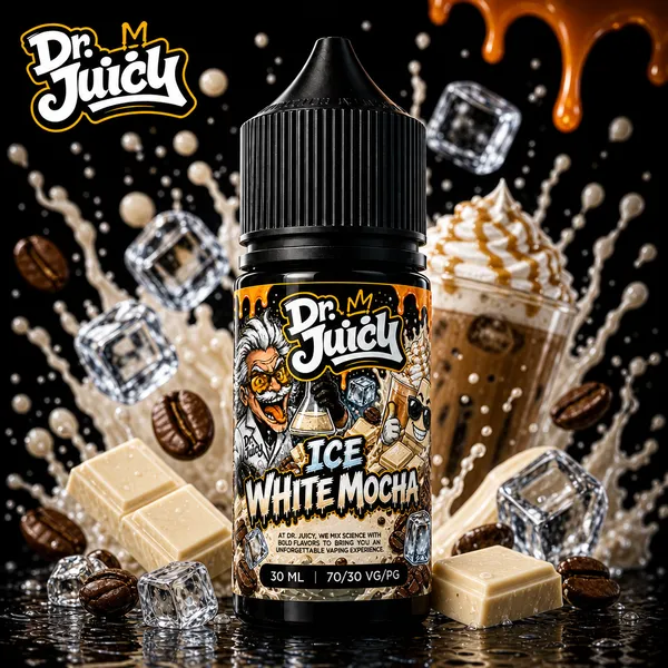 DR. Juicy Ice White Mocha Salt E-Likit 30ml - Buzlu beyaz mocha aromalı premium salt nikotin likiti