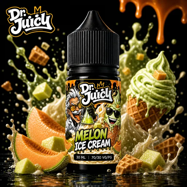 DR. Juicy Melon Ice Cream Salt E-Likit 30ml - Kavunlu dondurma aromalı premium salt nikotin likiti