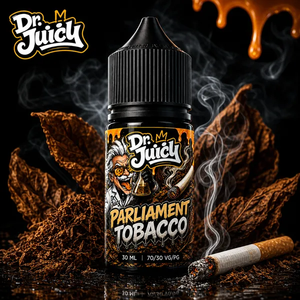 DR. Juicy Parliament Tobacco Salt E-Likit 30ml - Klasik tütün aromalı premium salt nikotin likiti