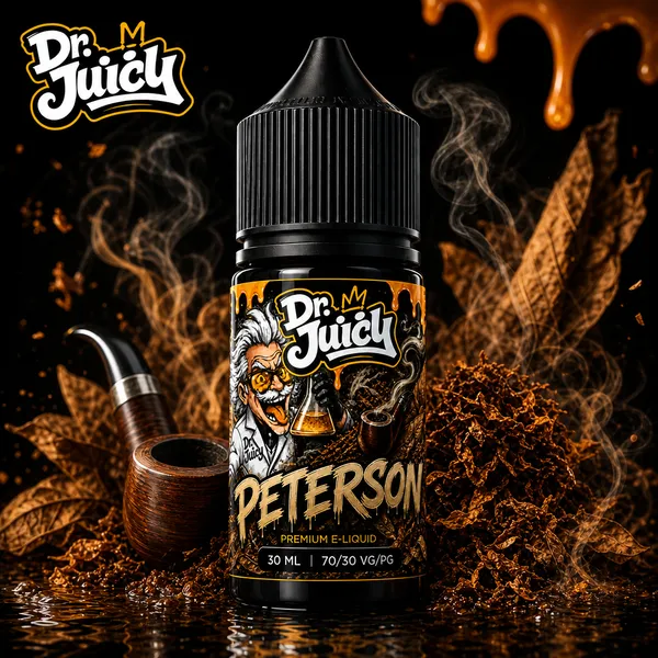 DR. Juicy Peterson Salt E-Likit 30ml - Pipo tütünü aromalı premium salt nikotin likiti