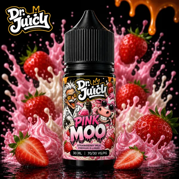 DR. Juicy Pink Moo Salt E-Likit 30ml - Çilekli süt aroması