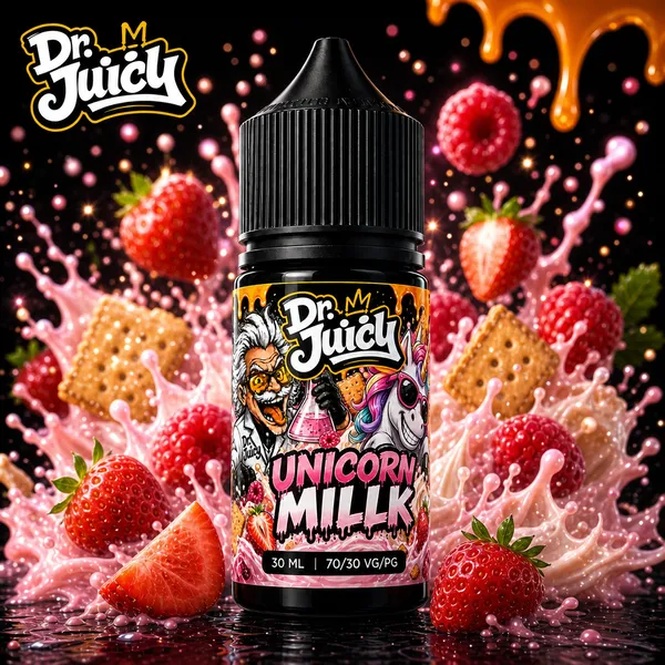DR. Juicy Unicorn Milk Salt E-Likit 30ml - Çilekli krema bisküvi